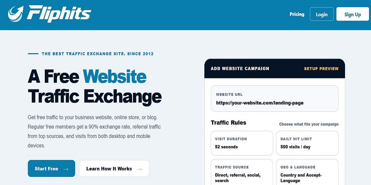 Free Website Traffic Exchange | Fliphits